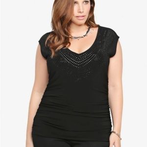 Torrid Embellished cap sleeve top - side ruching